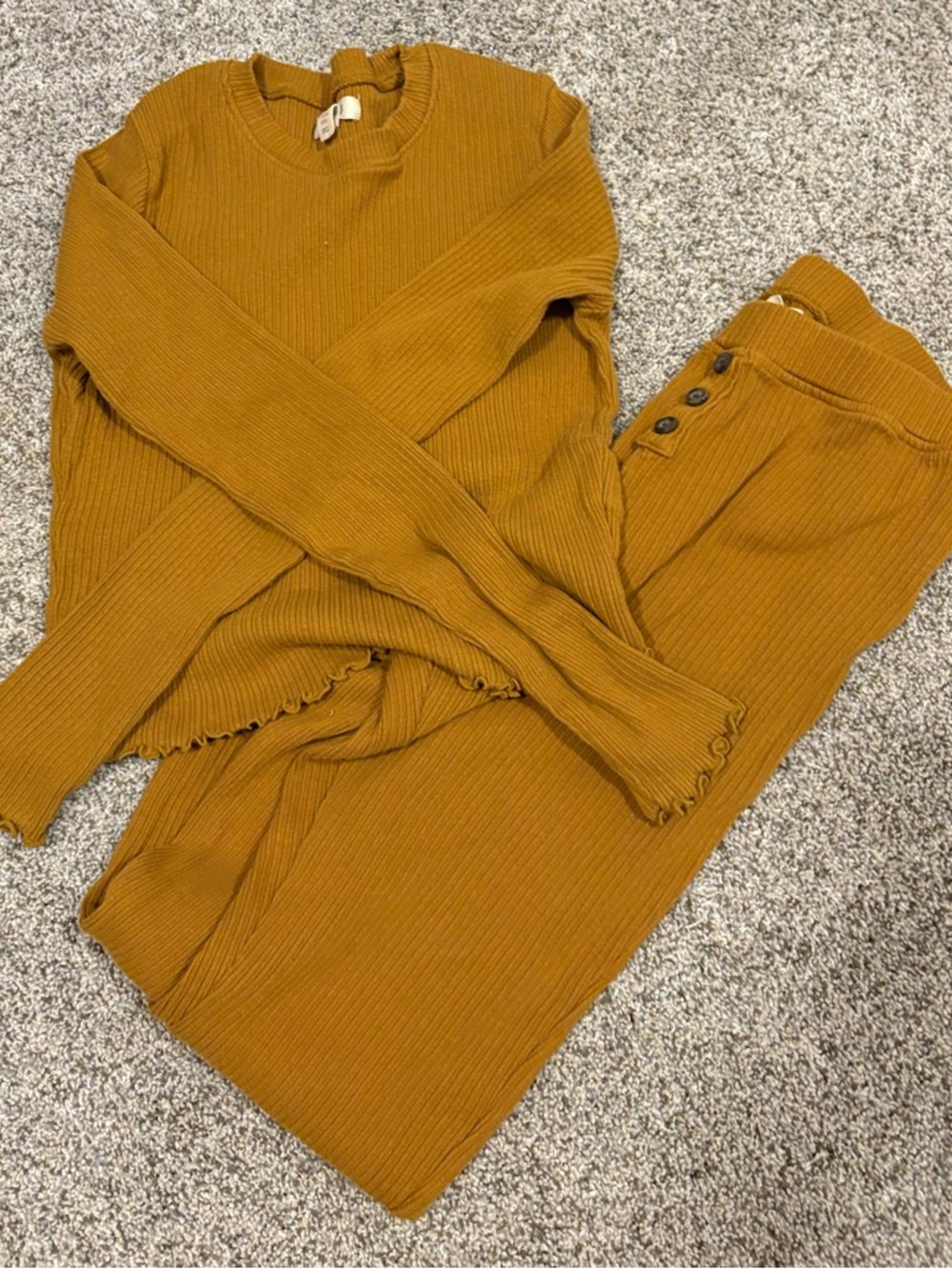 Madewell Ribbed Lounge set in Mustard Gold Size Medium